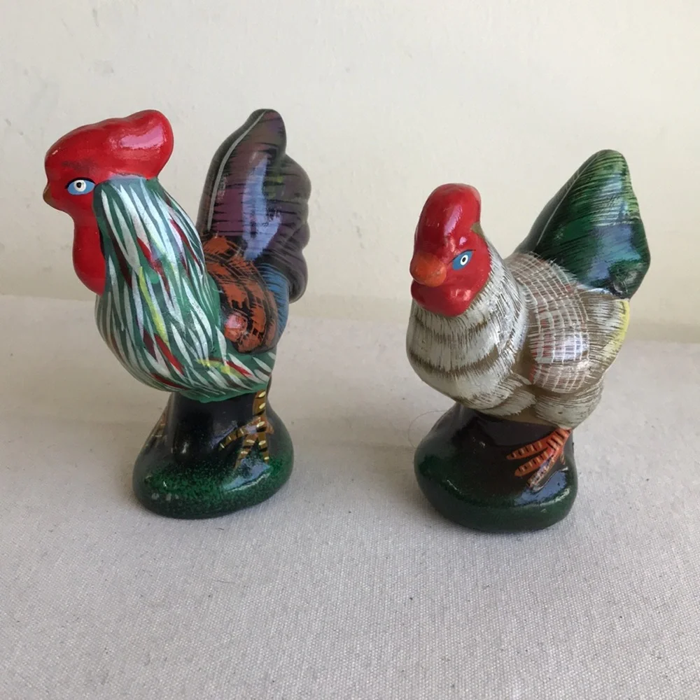 Chickens Ceramic figures Rooster and Hen - Picture 2 of 7